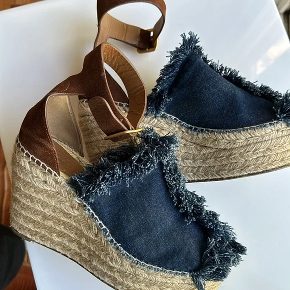 Chloe frayed denim platform size 10 - Picture 11 of 14